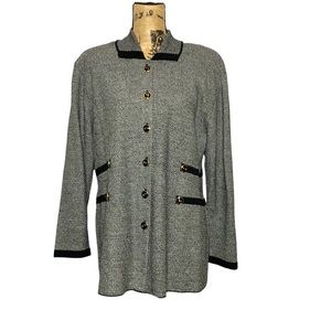 Vintage Black Grey Dress Blazer Jacket XL